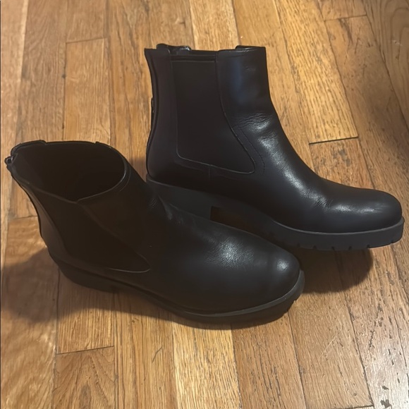 Black Leather Waterproof Ankle Boots - Picture 1 of 2
